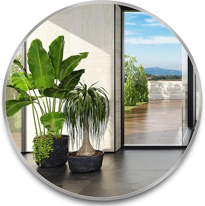 16x24 inch Black Bathroom Rectangle Mirror for Wall Decor Metal Frame Round Corner Matte Rectangular