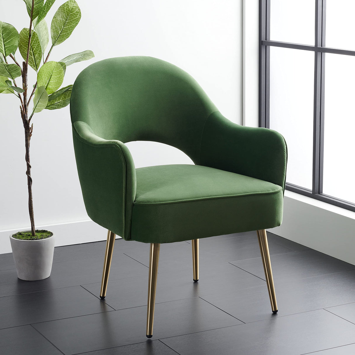 SAFAVIEH Home Collection Dublyn Green Velvet/Gold Accent Chair ACH4001C