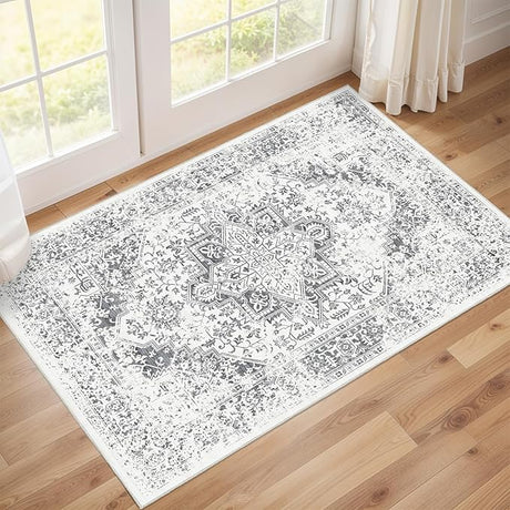 9x12 Large Area Rug - Vintage Washable Rug for Living Room with Non-Slip Low-Pile