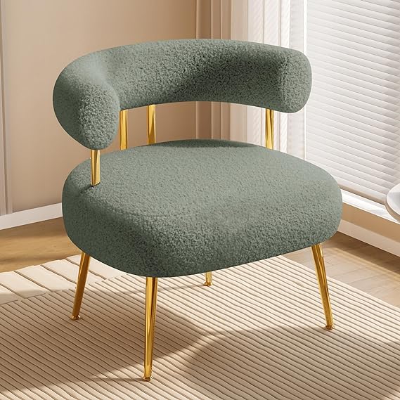 Mid Century Sherpa Boucle Accent Chair