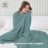 4 Layer Muslin Bed Blanket - Breathable and Lightweight Gauze Boho Blanket for Spring,