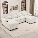 U Shape Sectional Sofa Cloud Couch for Living Room, Modern Chenille Comfy Modular Sofa,