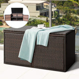 Outdoor Wicker Storage Box, Garden Deck Bin with Steel Frame, Rattan Storage Box