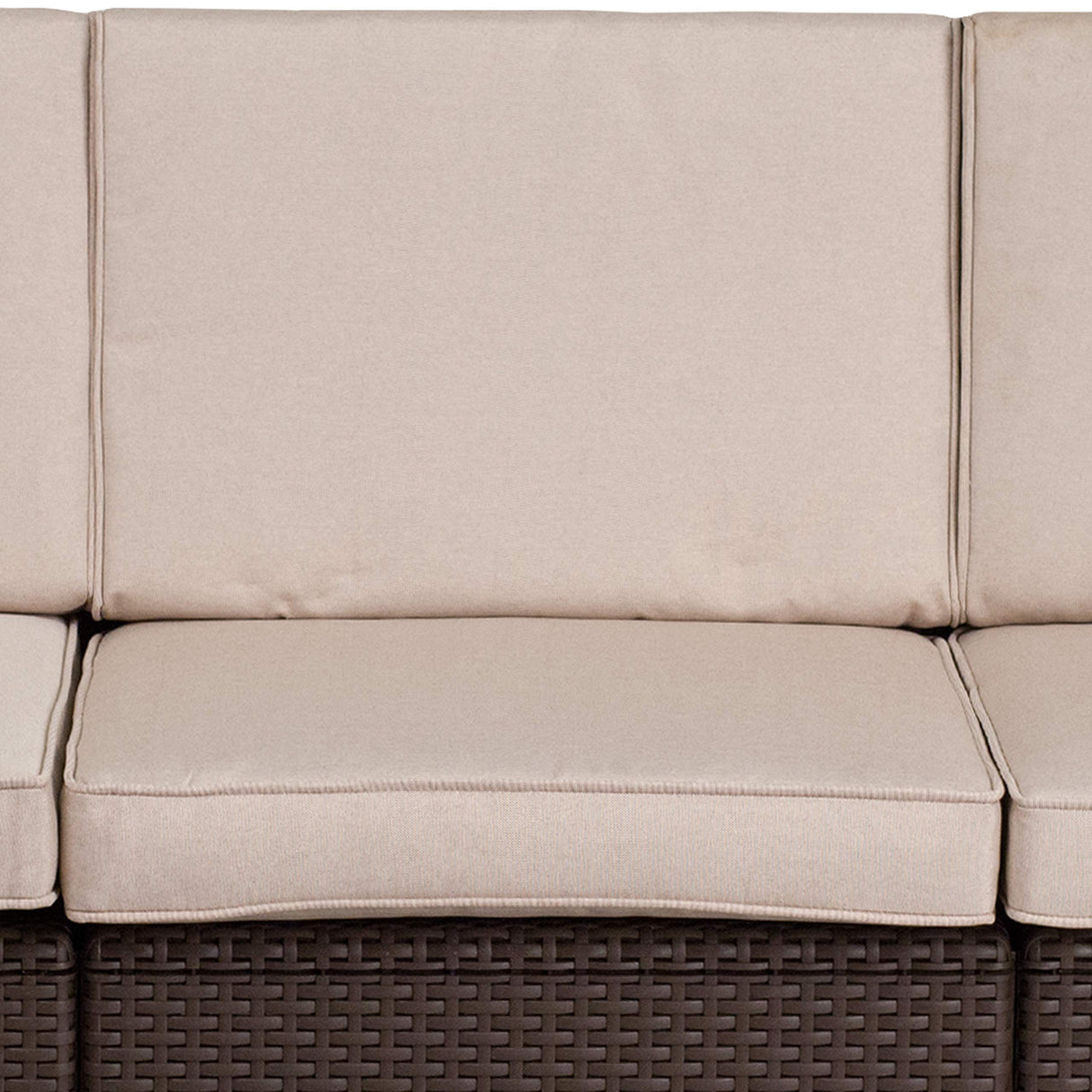 Flash Furniture Seneca Chocolate Brown Faux Rattan Sofa with All-Weather Beige Cushions