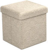 Teddy Fabric Storage Ottoman - 15 Inch Foldable Ottoman Cube - Multipurpose Cozy Ottomas