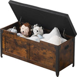 Chest, Lift Top Storage Trunk with 2 Safety Hinges, Barn Style Organizer, Wooden Entryway Bench