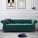 Large Sofa, Velvet Sofa Three-seat Sofa Classic Tufted Chesterfield Settee Sofa