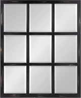 Hogan 9 Windowpane Wood Wall Mirror, 26" x 32", Rustic White