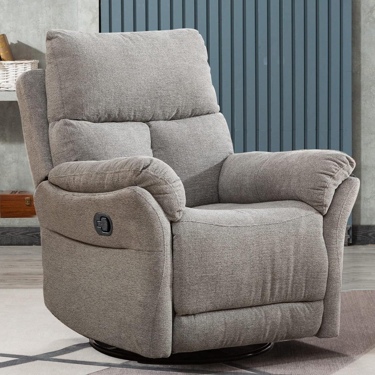 Swivel Rocker Recliner Chair, Manual Fabric Glider Nursery Recliner Chair, Single Rocking