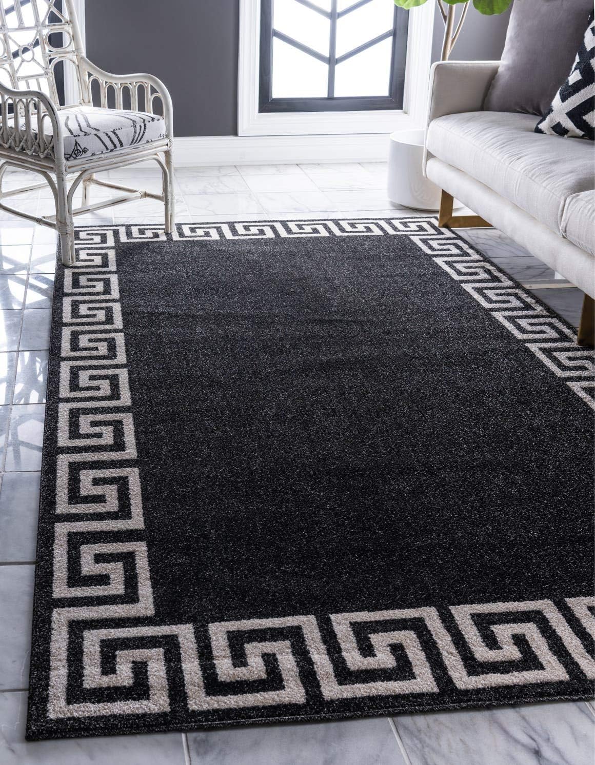 Athens Collection Classic Geometric Modern Border Design Area Rug, 5 ft x 8 ft,