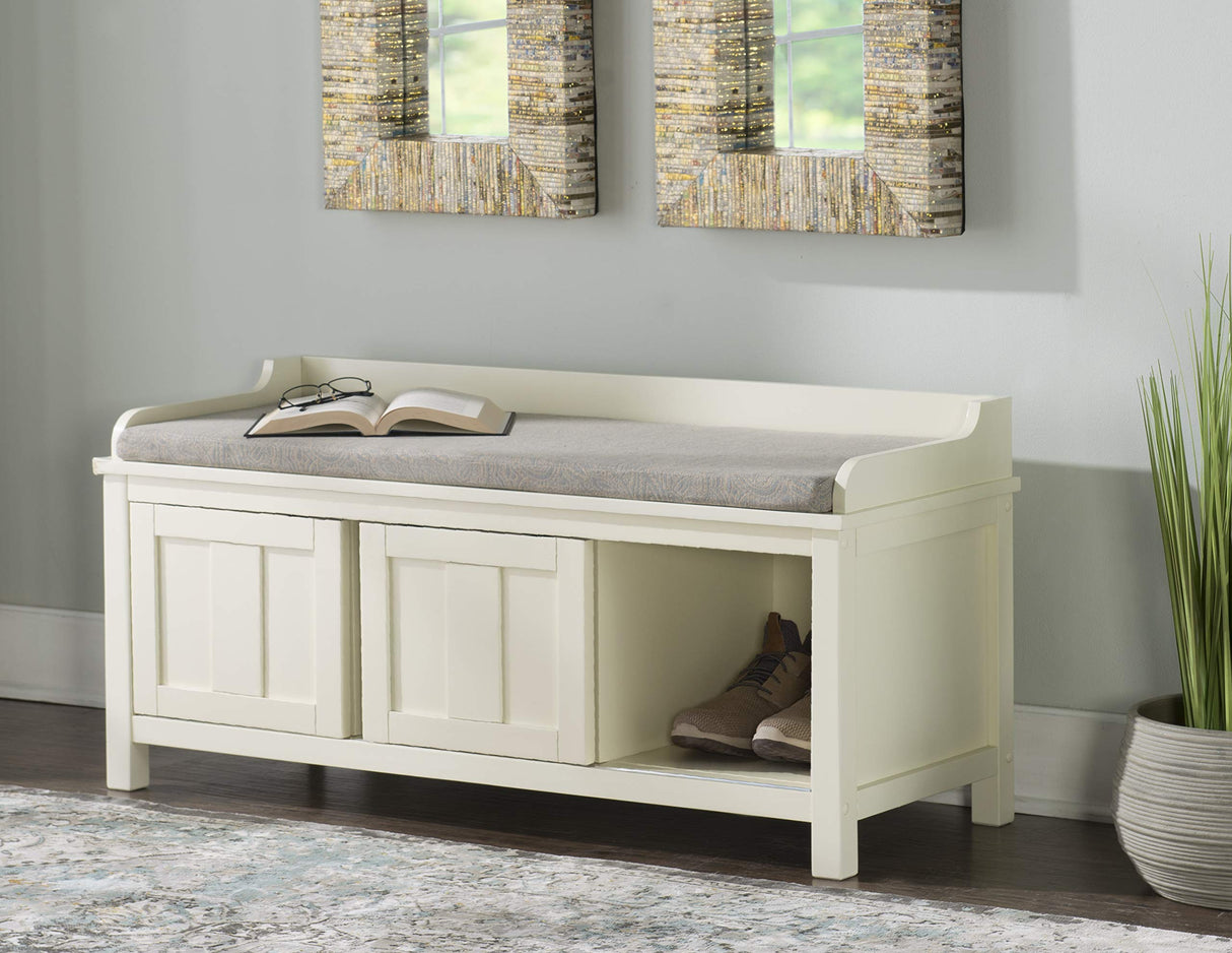 Linon Micah White Storage Bench