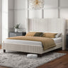 King Size Upholstered Platform Bed Frame, Wingback Bed with 50.8" Headboard