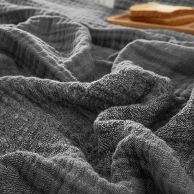 100% Cotton Muslin Blanket King Size 108" x 90", 4-Layer Lightweight