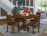 KELY7-ESP-LC 7 Piece Kitchen Table & Chairs Set Consist of an Oval Dining Table with Butterfly Leaf and 6 Faux Leather Dining Room Chairs,