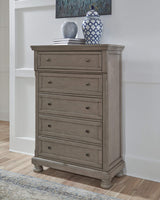 Lettner Traditional 5 Drawer Chest with Dovetail Construction, Light Gray