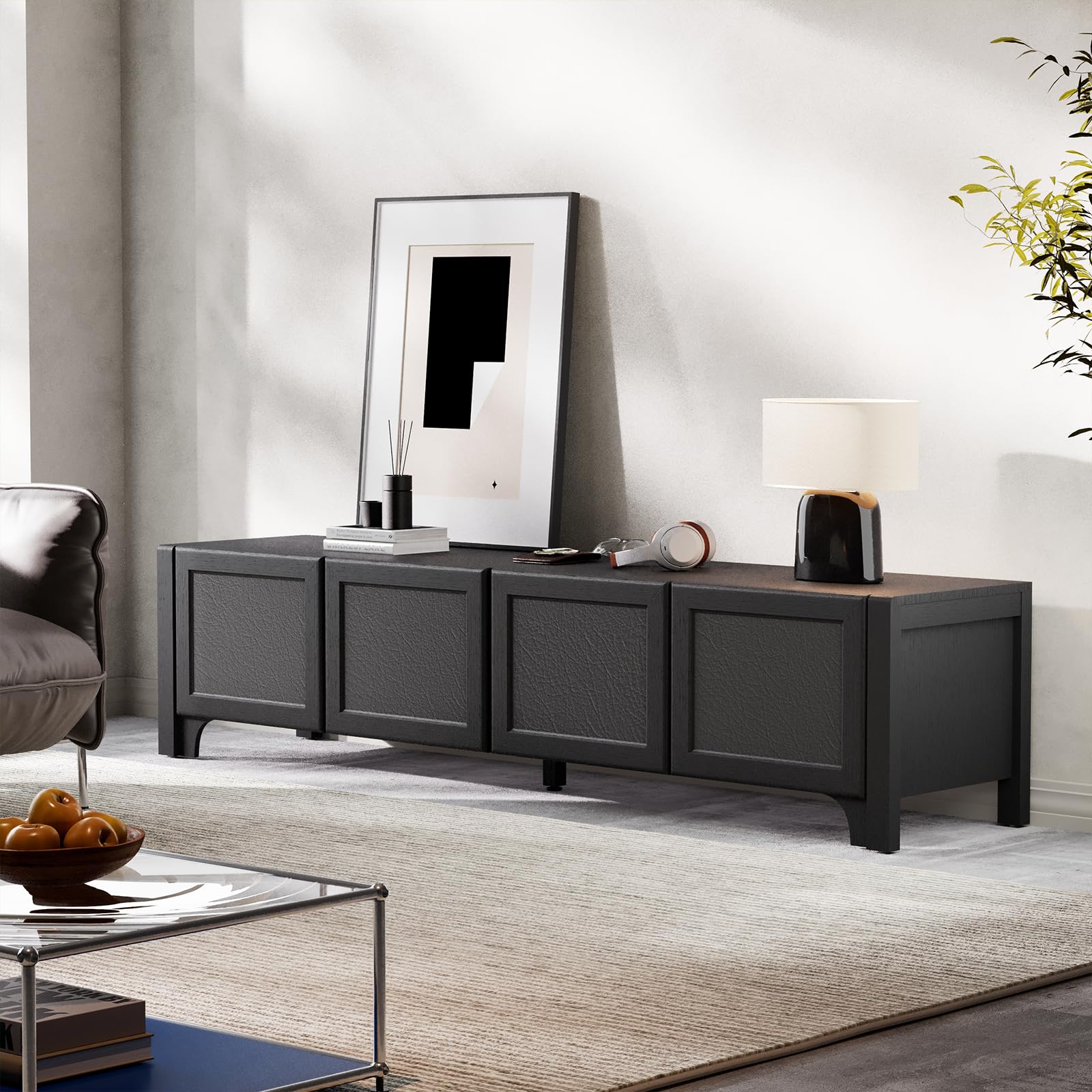 70" Modern TV Stand for 65-70 Inch TVs - Black Media Console