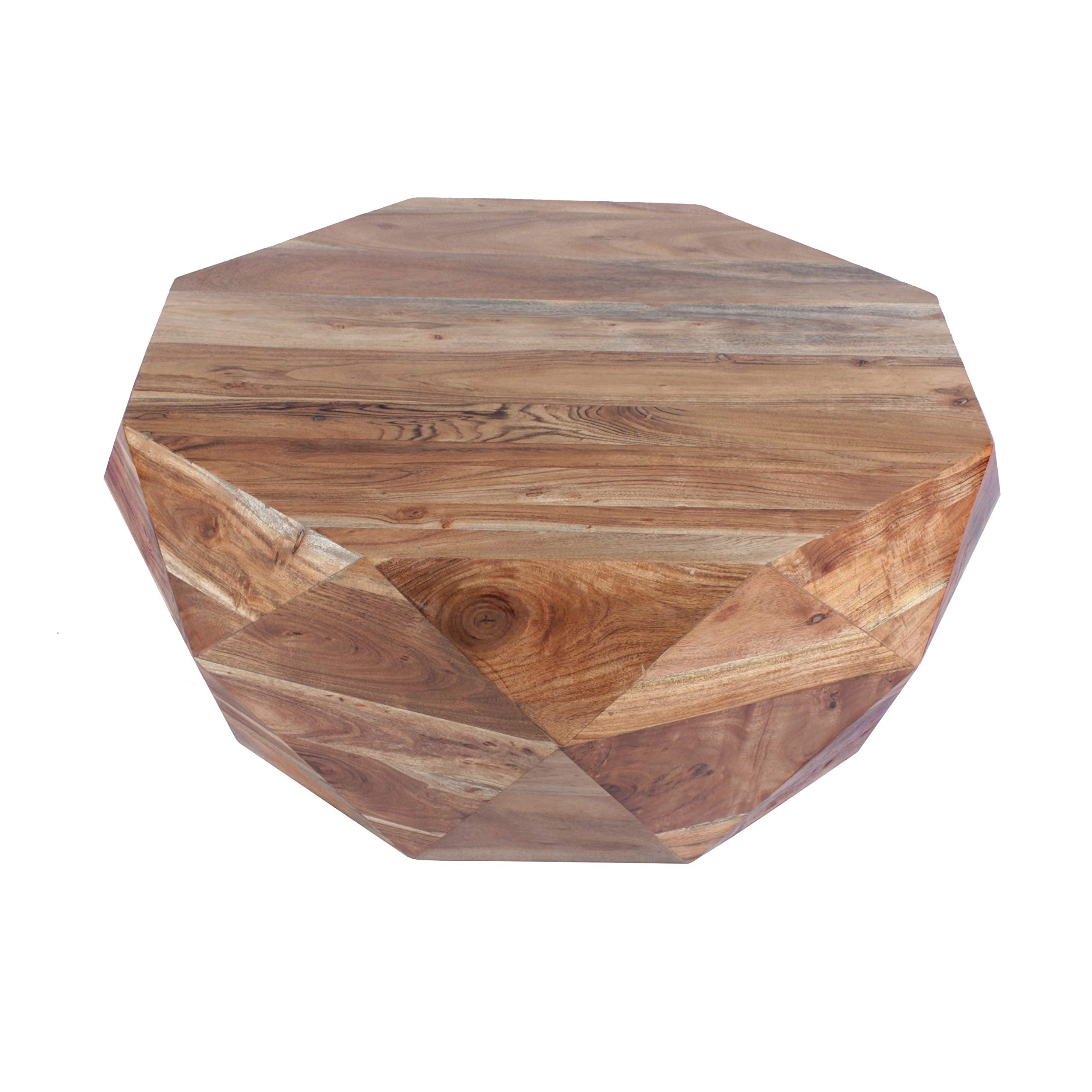 33-Inch Diamond Shape Acacia Wood Coffee Table with Smooth Top, Natural Brown