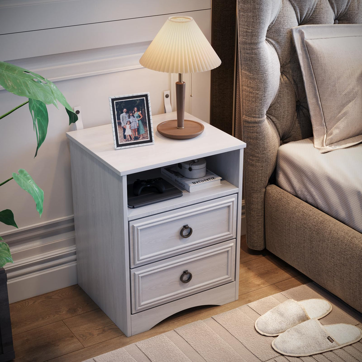 Nightstand Set of 2, Night Stand with Drawers, Accent Bed Side Table and End Table