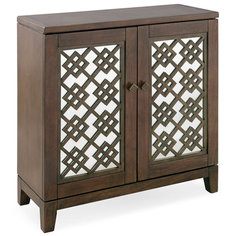 Leick Home 10083-WA Mirrored Diamond Filigree Hallstand/Entryway Table with Adjustable Shelf, Walnut