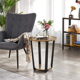 Industrial Small Round End Side Table for Living Room Set of 2