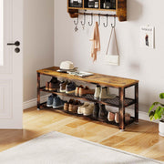 Shoe Bench, 3-Tier Shoe Rack, 39.4” Storage Entry Bench