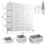 White Dresser for Bedroom 10 Drawers, Tall Fabric Dressers Chest of Drawers for Closet,