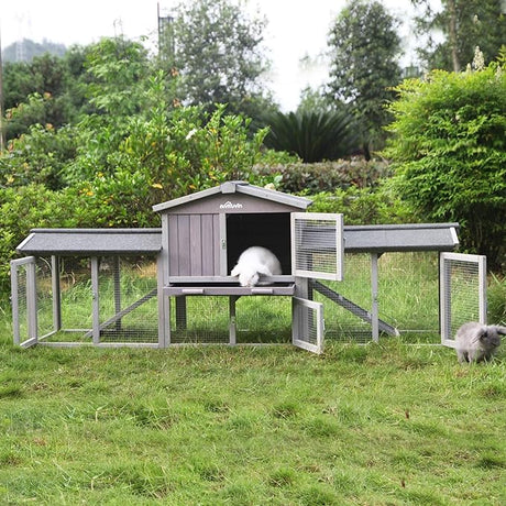 Rabbit Hutch Indoor Outdoor Rabbit Cage Bunny Cage with Run,No Leak Pull Out Tray