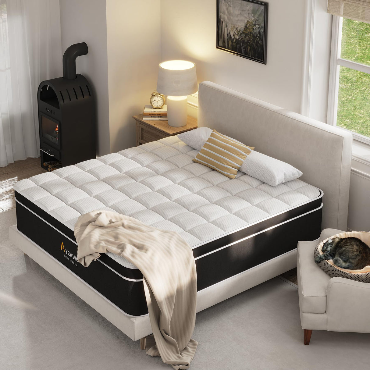 Queen mattress, 12 Inch Queen size mattresses with Memory Foam and Individual Support Spring,