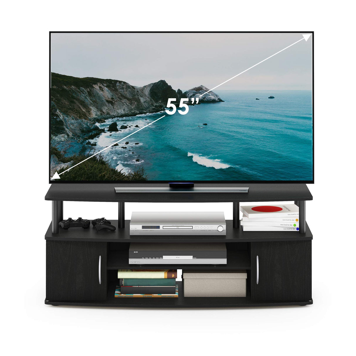 JAYA Large Entertainment Stand for TV Up to 55 Inch, Blackwood