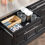 Rolling Kitchen Island with Storage, Portable Kitchen Cart with Stainless Steel Top