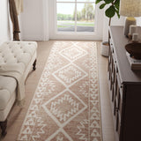 jinchan Boho Kitchen Runner Rug 2x5 Moroccan Trellis Hallway Runner Rug Washable Tribal Runner Non Slip Soft Geometric Thin Farmhouse Rug for Bedroom Bathroom Laundry Room Living Room Heathered Taupe