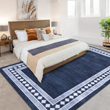 Large Area Rug 6x9 Washable Rugs Solid Area Rug Bordered Rugs Modern Geometric Rug,