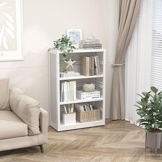 3 Tier Bookshelf, Metal Storage Book Shelf, Black Modern Display Bookcase