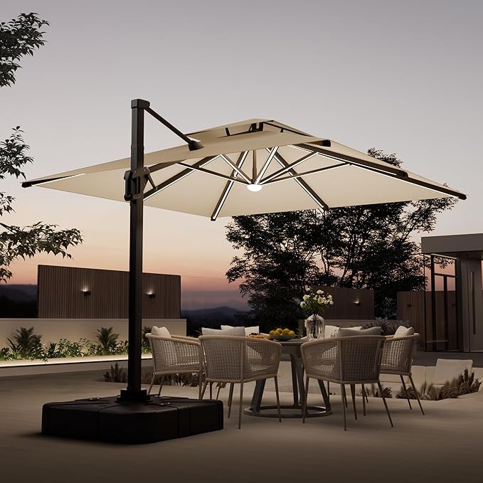 10' X 13' Patio Umbrella Outdoor Large Rectangle Offset Cantilever Umbrellas