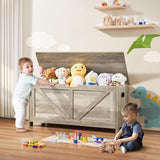 Toy Chest for Kids, Toddler Toy Storage Box with Flip-Top Lid and Safety Hinge, 38.98 x 15.55 x 18.9 Large Kids Storage Bench for Playroom, Bedroom, Living Room or Entryway, Gray