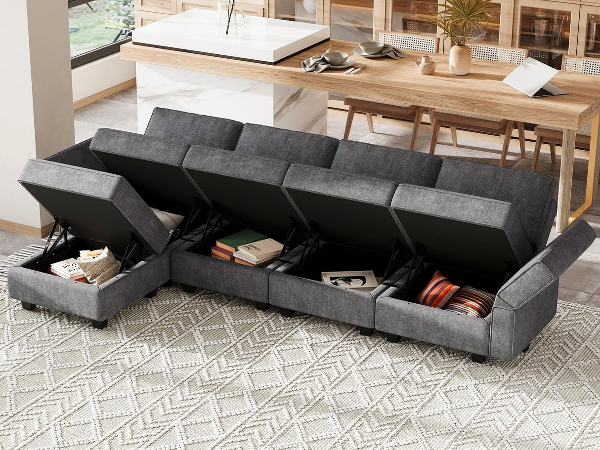 L Shaped Couch with Storage Seat Modular Couch Convertible Chaise L Couch Modular