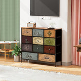 Chest of Drawers for Bedroom with 11 Deep Drawers, Tall Fabric Dresser, Wide TV Stand,