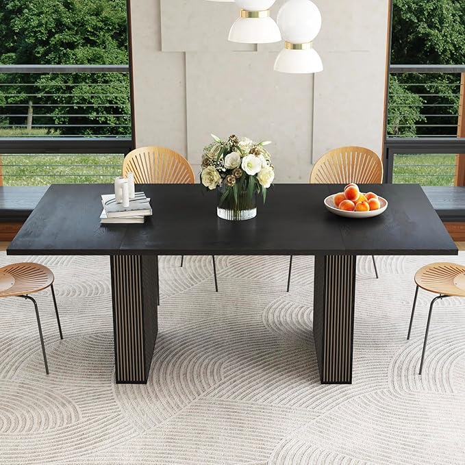 78 Inch Dining Table for 6 8 10, Modern Farmhouse Rectangular Kitchen Table, Long Dining