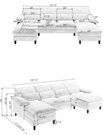 Eafurn Symmetrical Modular Sectional Sofa with Chaise Lounge, 6 Seater Fabric Upholstered Cloud Couch, U Shaped Oversized Sleeper Sofa&Couches with Thicked Cushion & Detackable Backrest Living Room