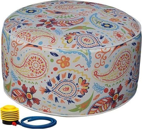 Inflatable Ottoman Stool - Portable Round Pouf for Indoor/Outdoor Use