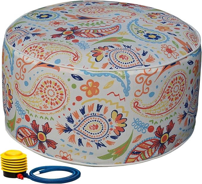 Inflatable Ottoman Stool - Portable Round Pouf for Indoor/Outdoor Use