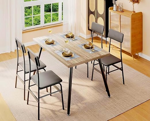 5-Piece Dining Table Set for 4 - Compact Kitchen Table with Chairs