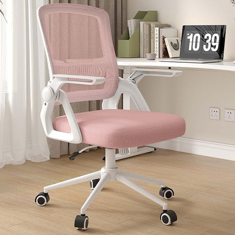 Office Computer Desk Chair Ergonomic Mesh Flip-Up Arms Comfy Chair with Mid Back