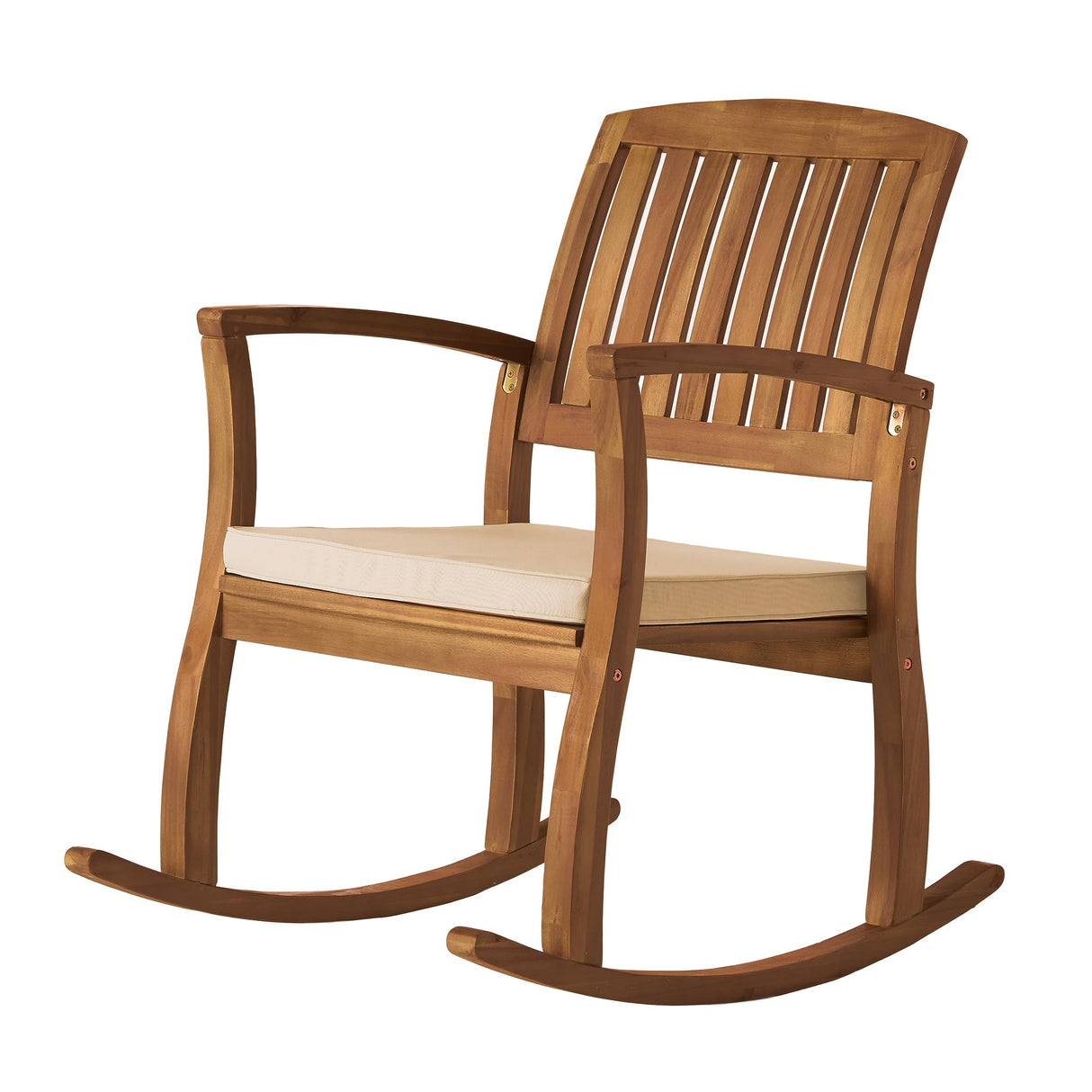 Selma Acacia Rocking Chair with Cushion, Teak Finish