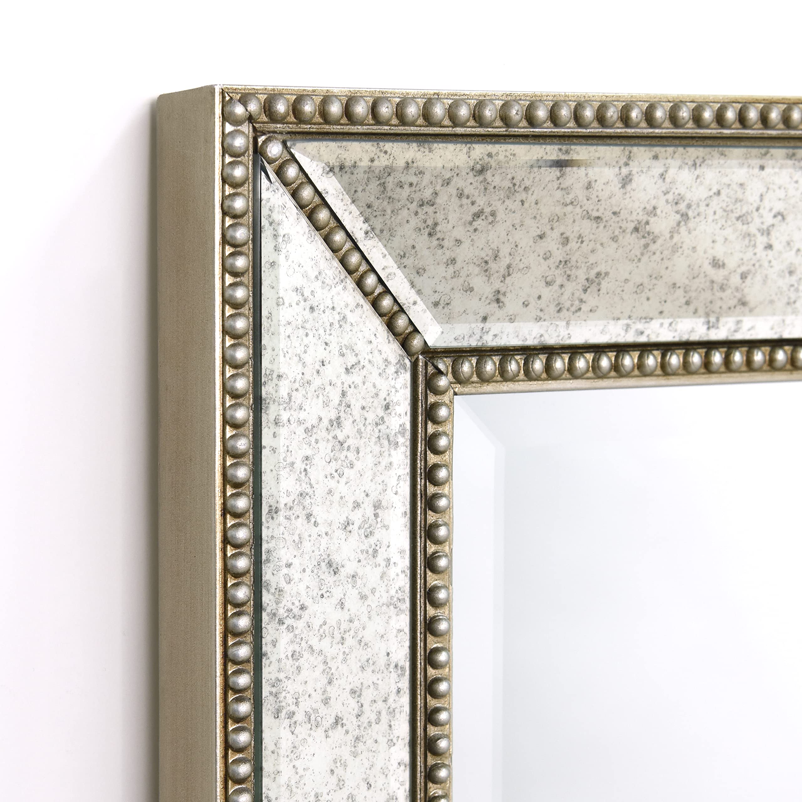 Solid Wood Frame Wall, Beveled Center Antique Mirror for Bathroom