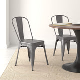 Metal Dining Chairs, Dark Grey, 1 Count (Pack of 4)