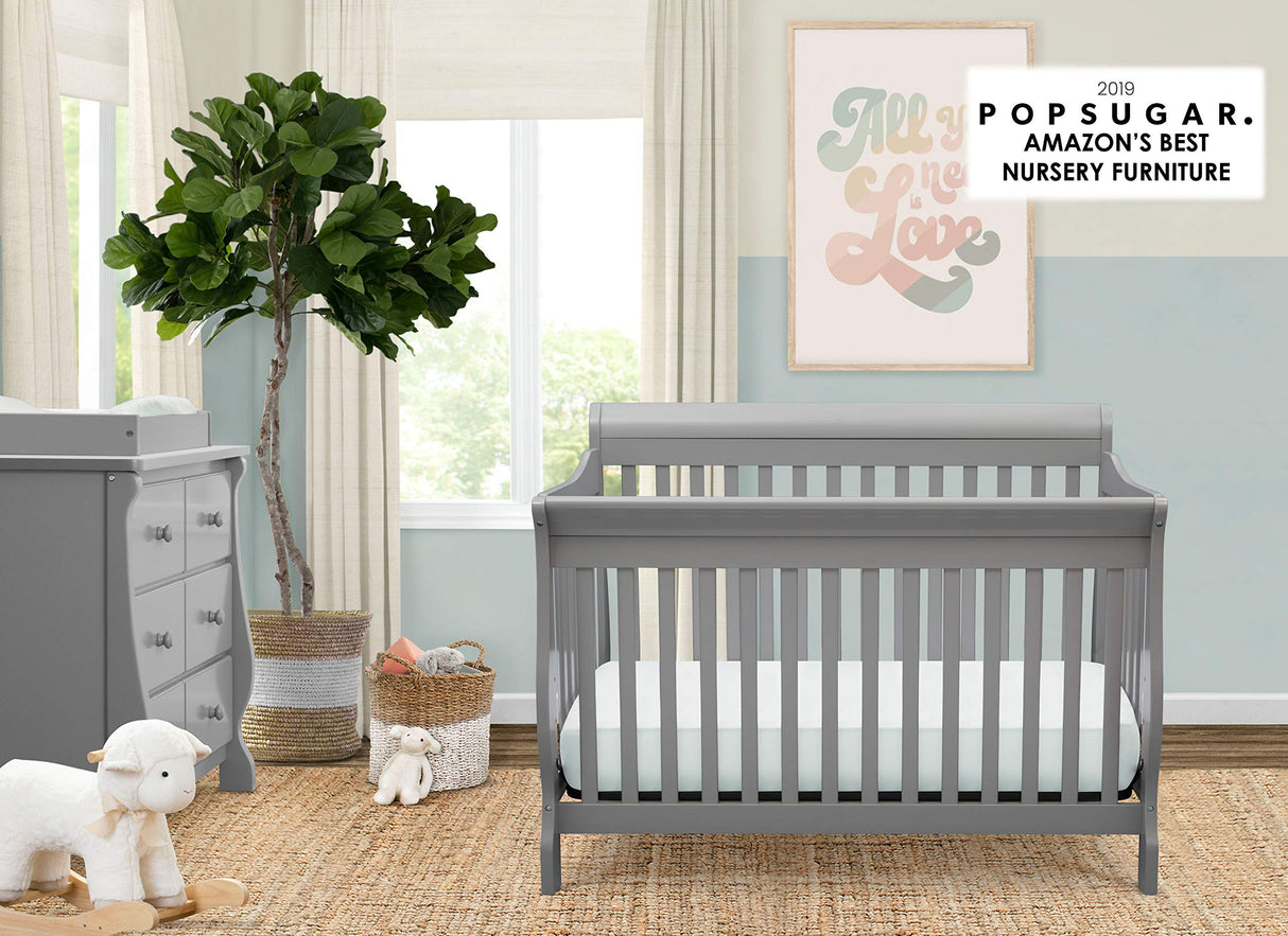 Delta Children Canton 4-in-1 Convertible Crib - Easy to Assemble, Grey