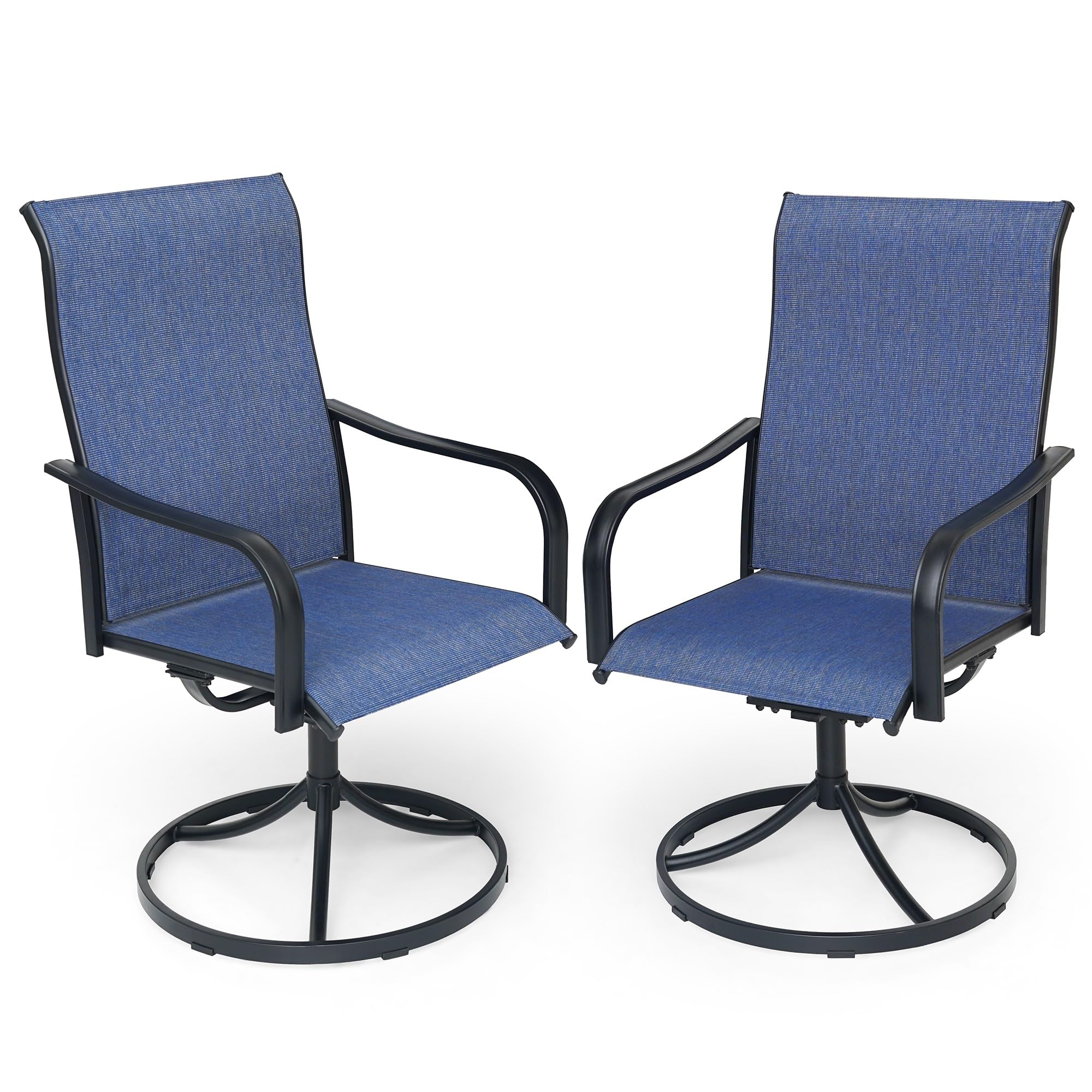 Outdoor Dining Chair Set of 2 High Back Outdoor Swivel Rocker Set