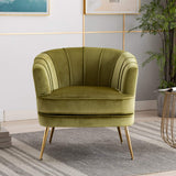 Modern Velvet Barrel Chair Accent Armchair with Golden Legs for Living Room Bedroom