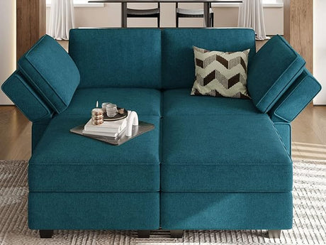 Modular Sectional Sofa Modular Sleeper Couch Convertible Sectional Sofa Bed Set Oversized Couch Reversible Chaise Peacock Blue